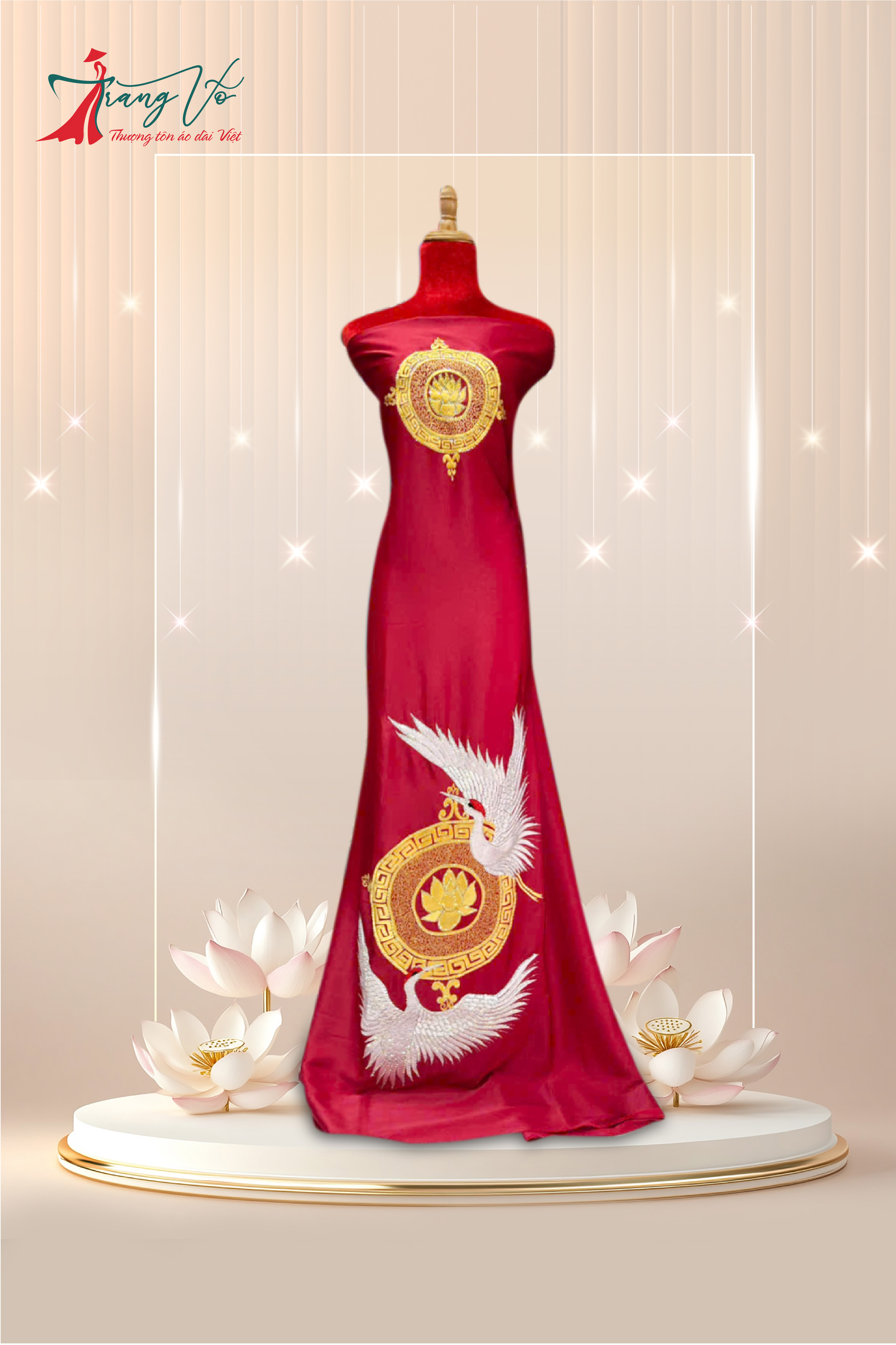 LỤA ÁNH SAO THÊU LẮC TAY SẮC ĐỎ #29102403